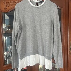 Gray Women's Sweater with White Trim